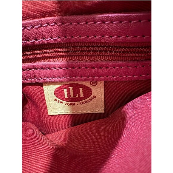 ILI New York Leather Crossbody Bag Purse Pink Raspberry Women’s Pebbled Leather - Picture 7 of 11